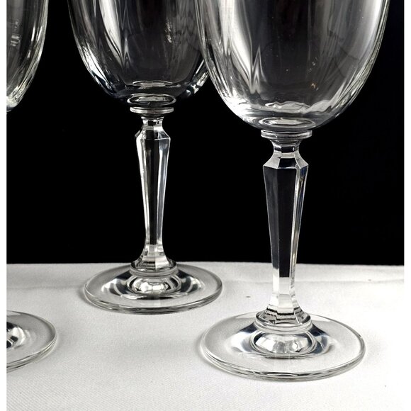 Crown Crystal Cape Cod Gold Rim Goblets 7.5" optic 24% leaded glasses 1970s 4pc - Picture 4 of 9